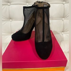 Kate Spade Neveah Mesh T Strap Heel, Black Suede, size 8.5